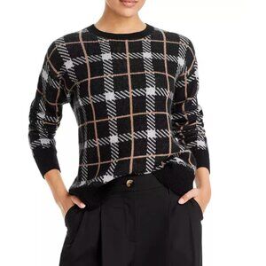 C by Bloomingdale's Plaid Jacquard Crewneck Cashmere Sweater, XXL